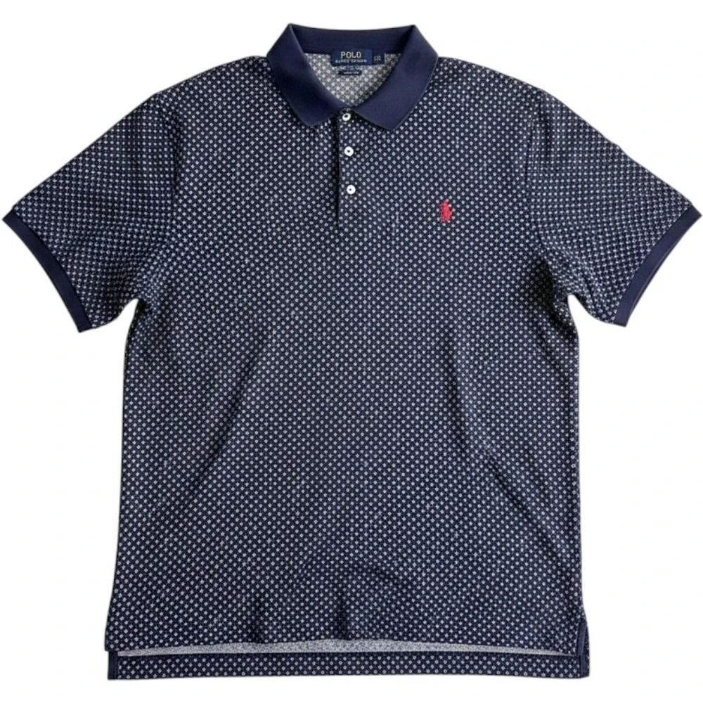 Polo Ralph Lauren Polo Shirt Mens XL Blue Anchor Print Short Sleeve Pony Logo